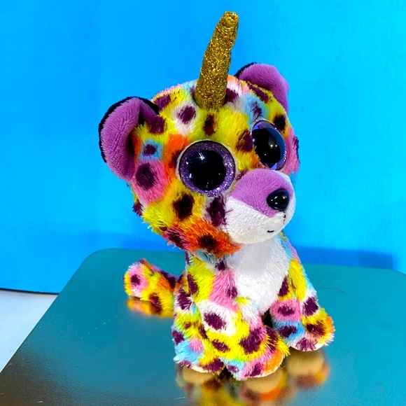 BEANIE BOOS SILK 2019 COLLECTIBLE GISELLE RAINBOW UNICORN SPARKLY PURPLE EYES - Picture 5 of 12